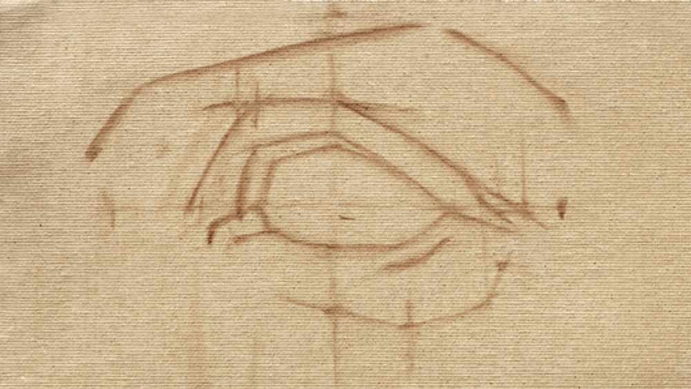 Online portrait painting course burnt umber wash drawing of an eye